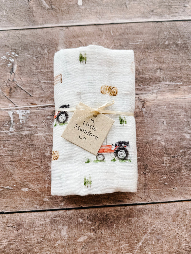 Vintage Tractor Muslin Square