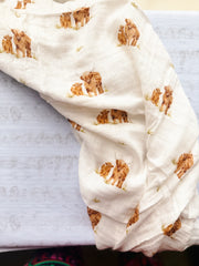 Highland Coo Muslin Swaddle Blanket