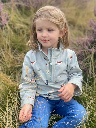 Dog Print Sweatshirt for baby and toddler and children by The Little Stamford Company featuring labradors and spaniels and gun dogs