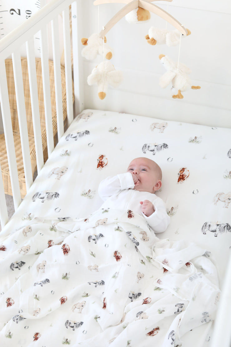 Pony Muslin Swaddle Blanket