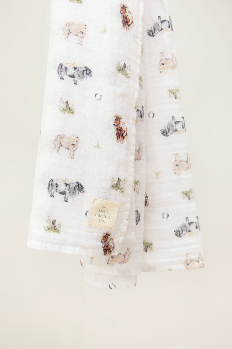 Pony Muslin Swaddle Blanket