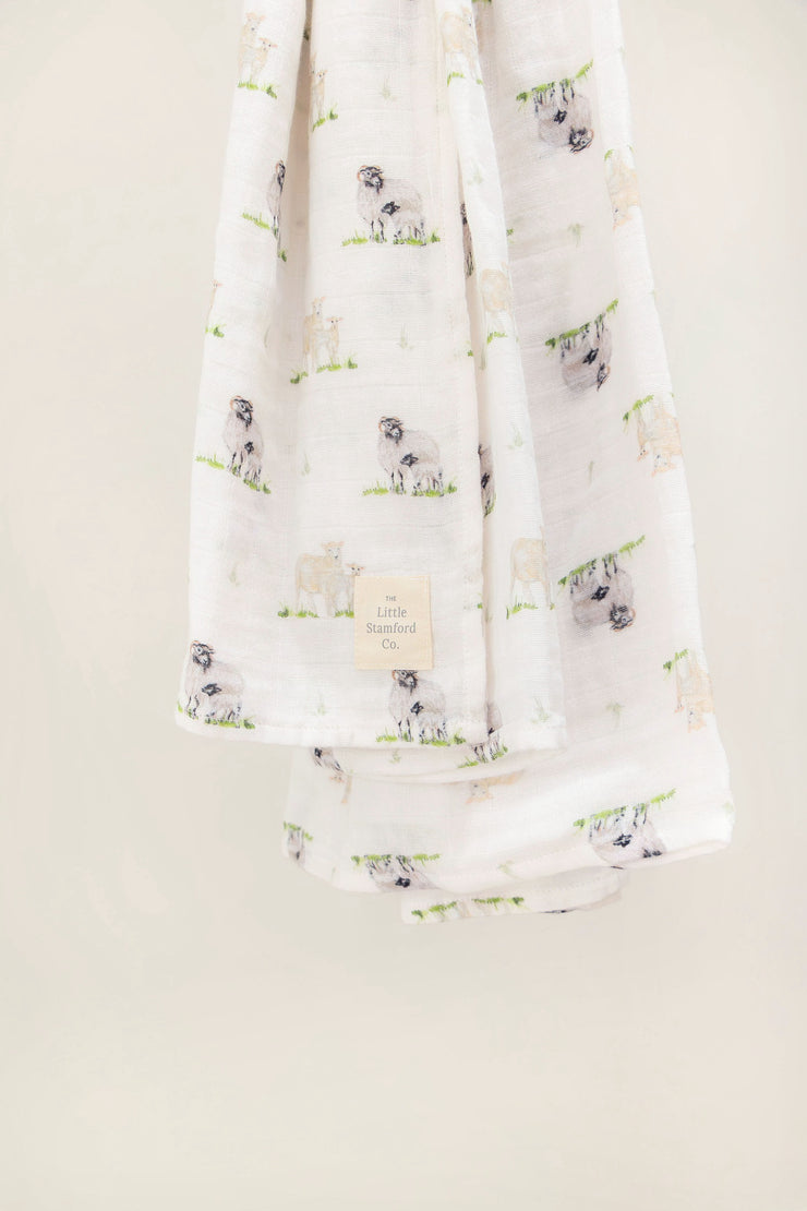 Sheep Muslin Swaddle Blanket